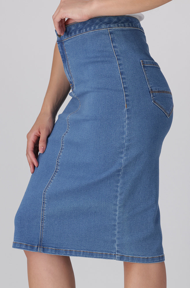 Dunns Clothing Jessie Denim Tube Skirt 154156 Light Wash