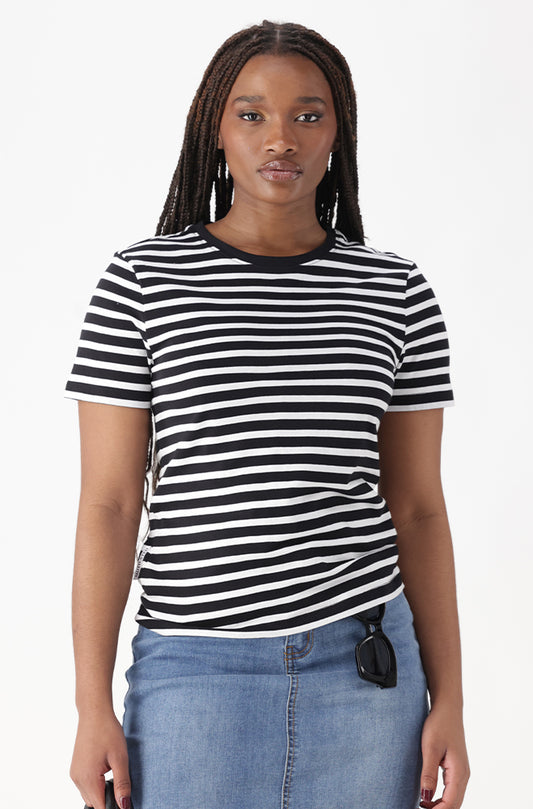 AIMEE CREW NECK STRIPE TEE