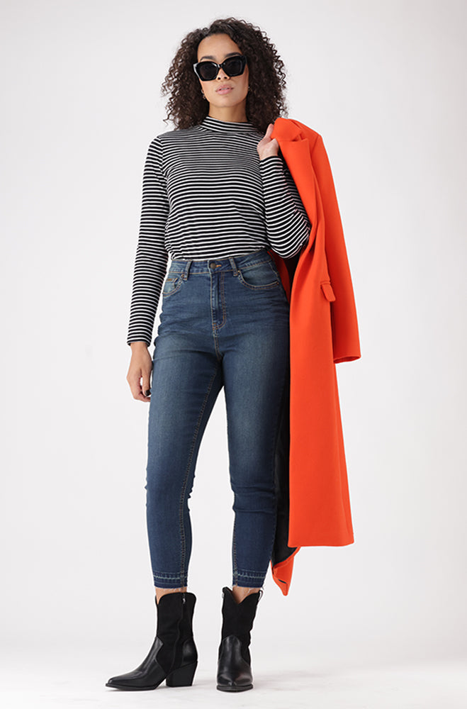 TIA STRIPE TURTLE NECK TOP