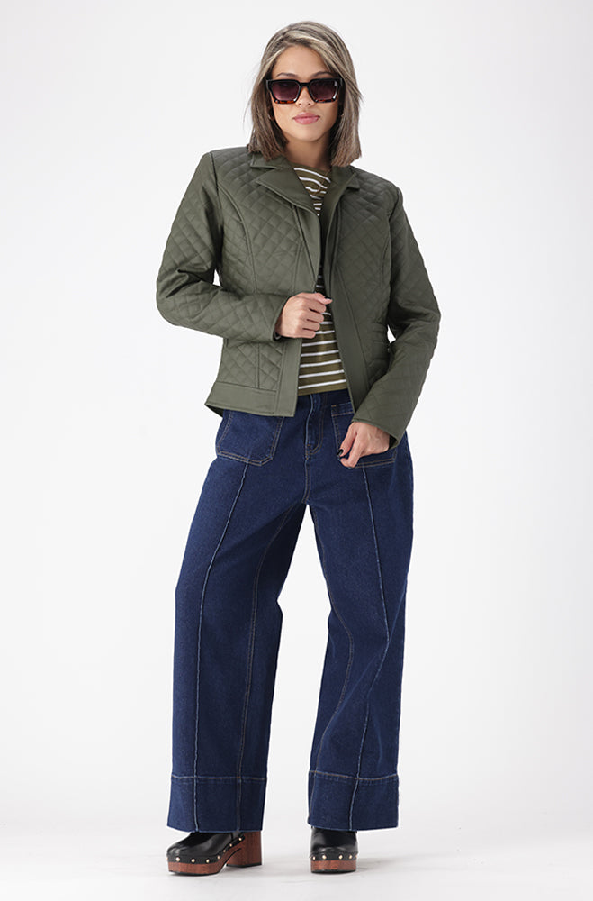 CLEO QUILTED PU BIKER JACKET