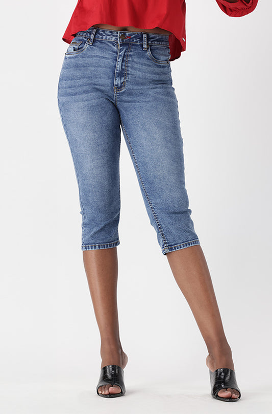 BAILEY DENIM TURN UP PEDAL PUSHER