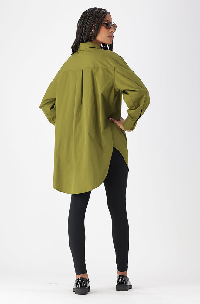 Ladies | Mia Boyfriend Shirt _ 162563 Green Shirts