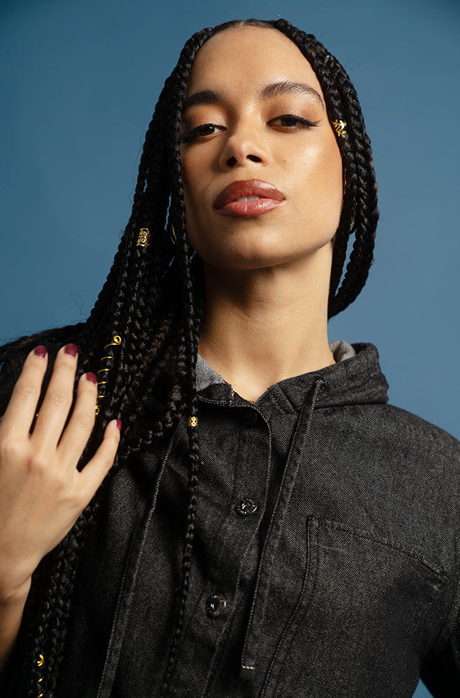 KAILANY DENIM PATCH POCKET HOODY