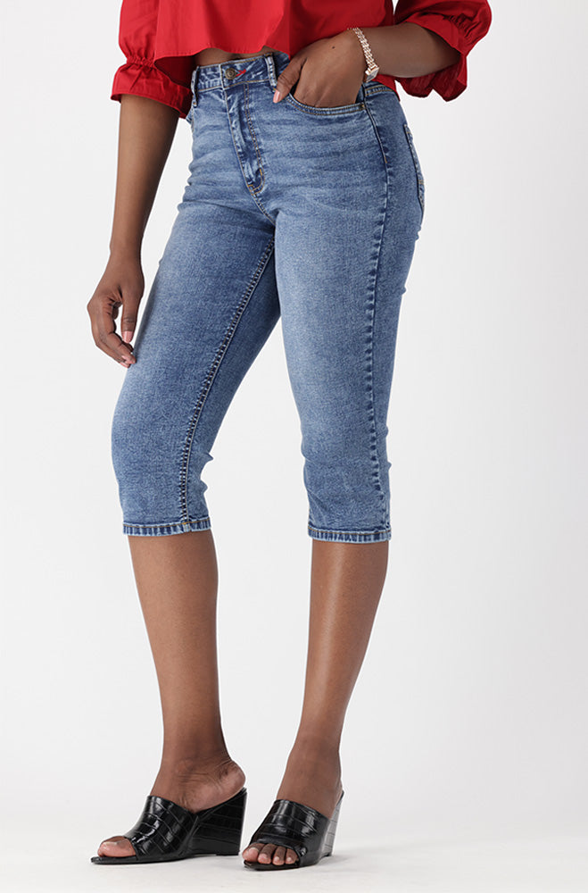 BAILEY DENIM TURN UP PEDAL PUSHER