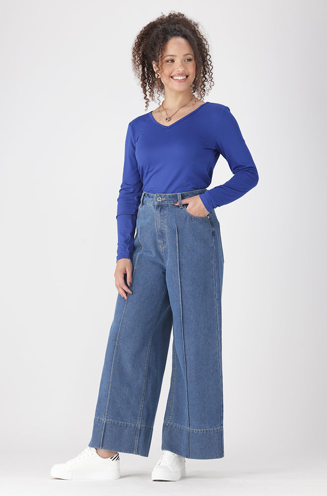 Ladies | Vayla v Neck Tee _ 158039 Blue T-shirts