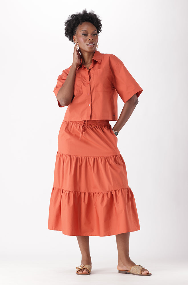 CYRA TIERED MIDI SKIRT