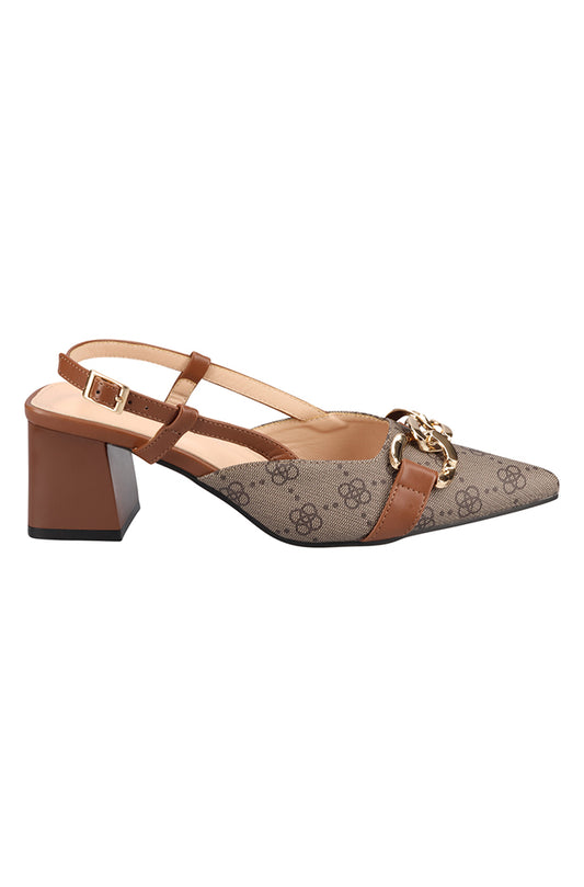 Verity printed slingback block heel