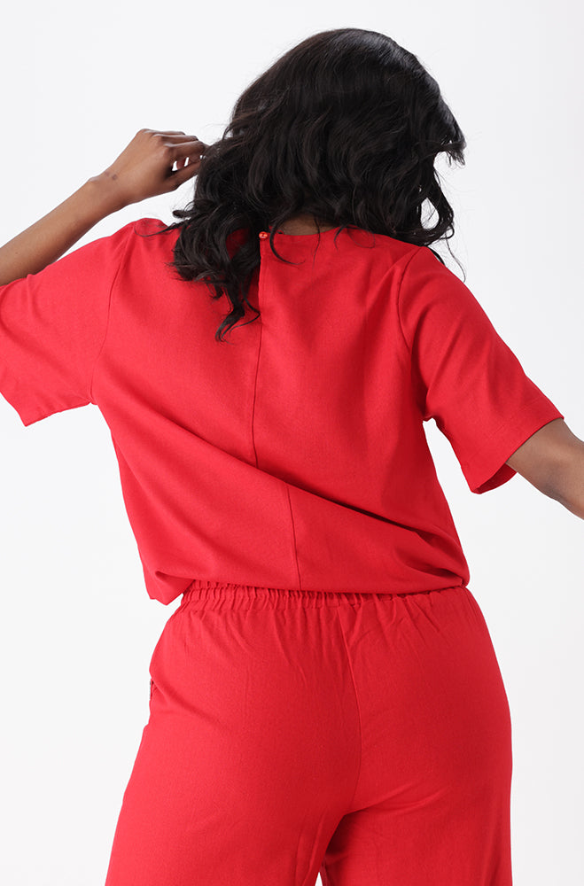 IVA LINEN BLEND DRAWCORD TOP