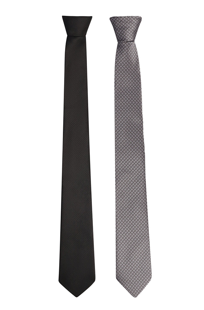 MAX TEXTURED TWIN PACK TIE SET INCLUDING TIE CLIP