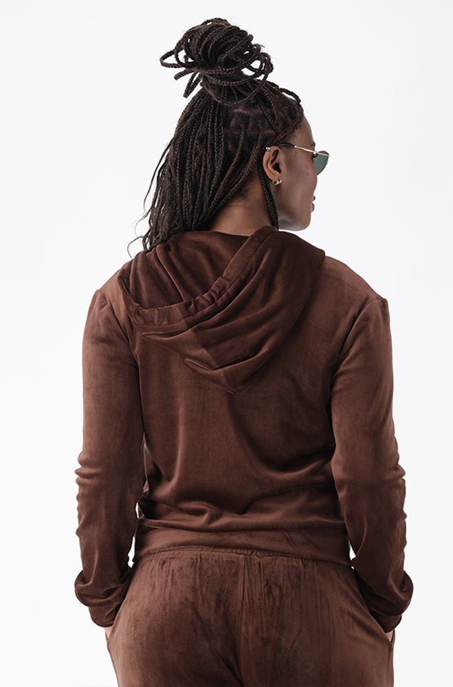 KAIYA VELOUR ZIP THROUGH HOODIE