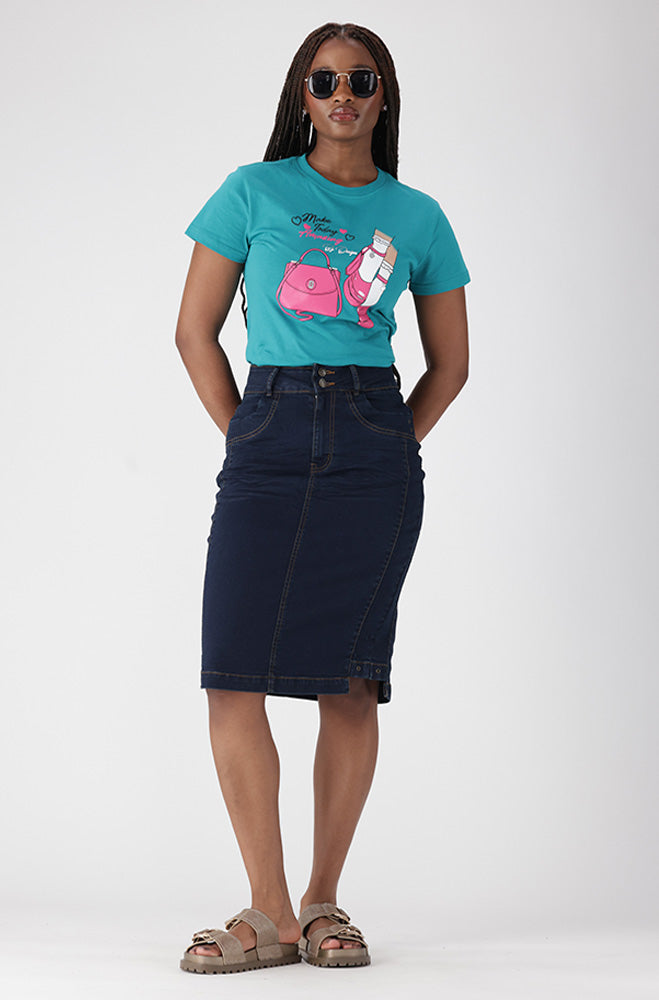 GRACEN DENIM EYELET DETAIL SKIRT