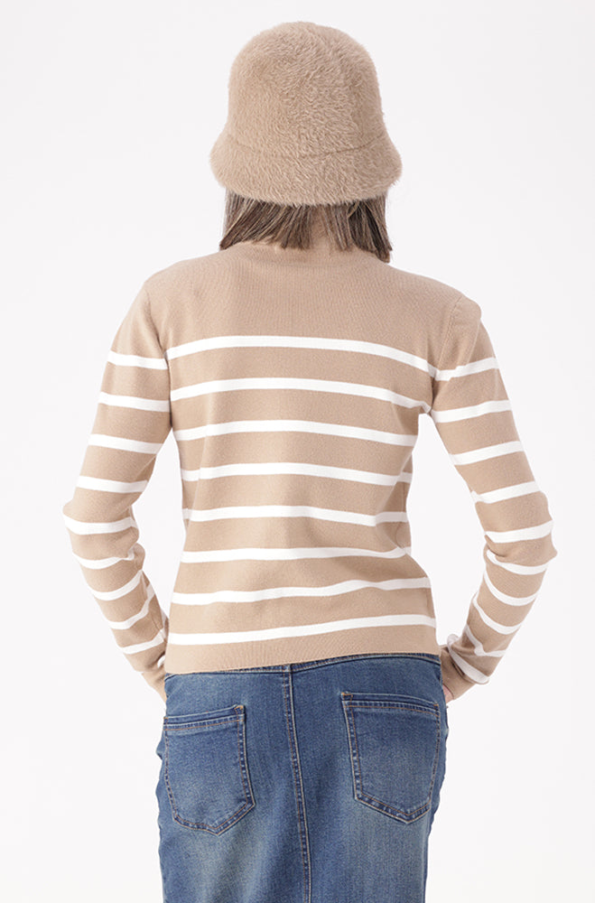 RUE STRIPE BUTTON DETAIL KNIT